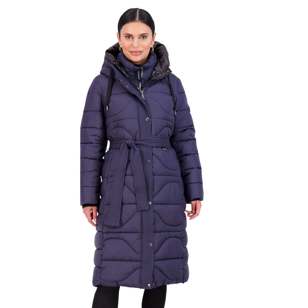Vince Camuto Long Puffer Coat Women, Long Winter Coat, Hooded, Midnight, Size S